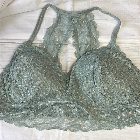 Lace Wireless Halter Bralette in Sage Green w/removable pad Women’s Sz 3X - Picture 1 of 8